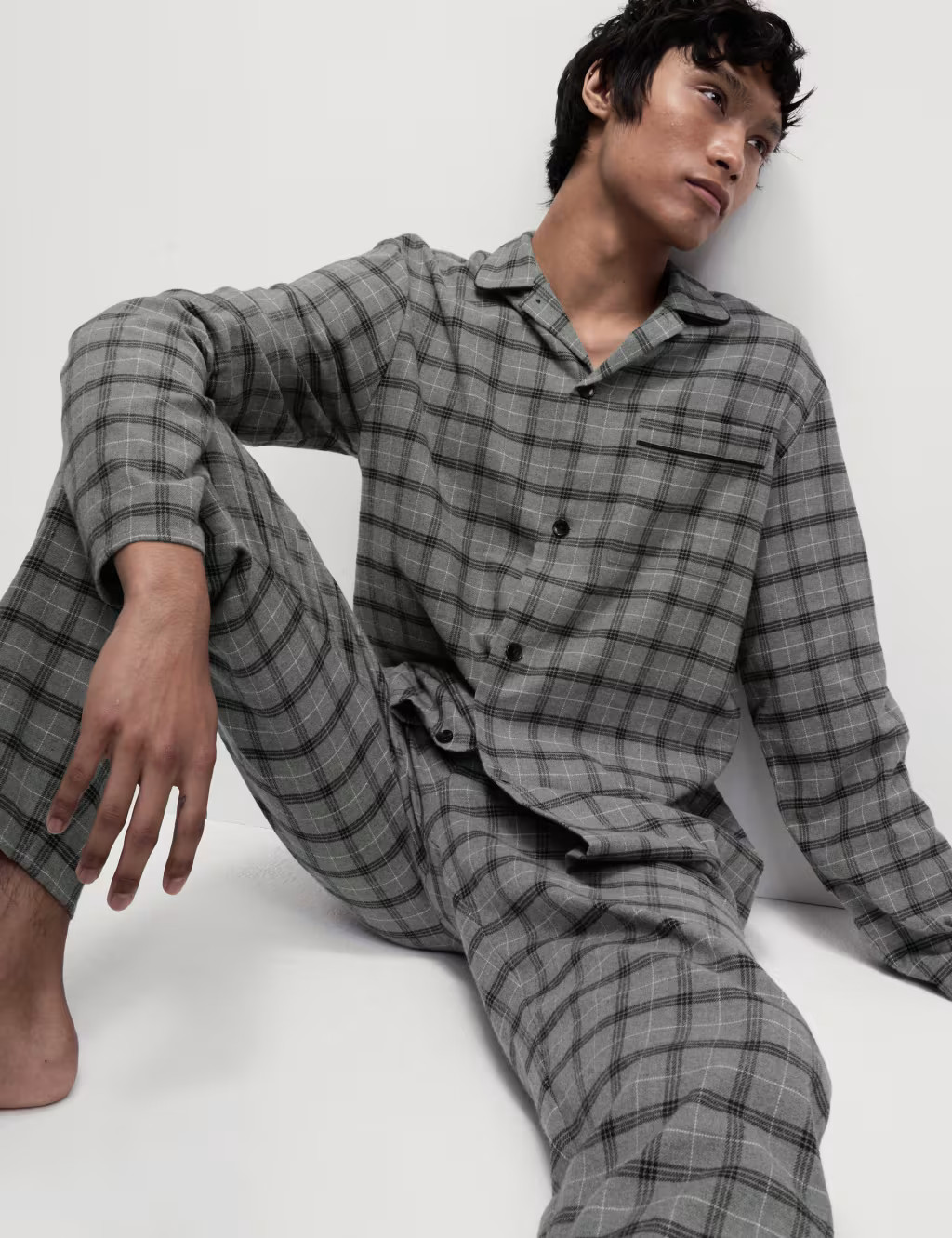 Brushed Cotton Checked Pyjama Set | Marks & Spencer (UK)