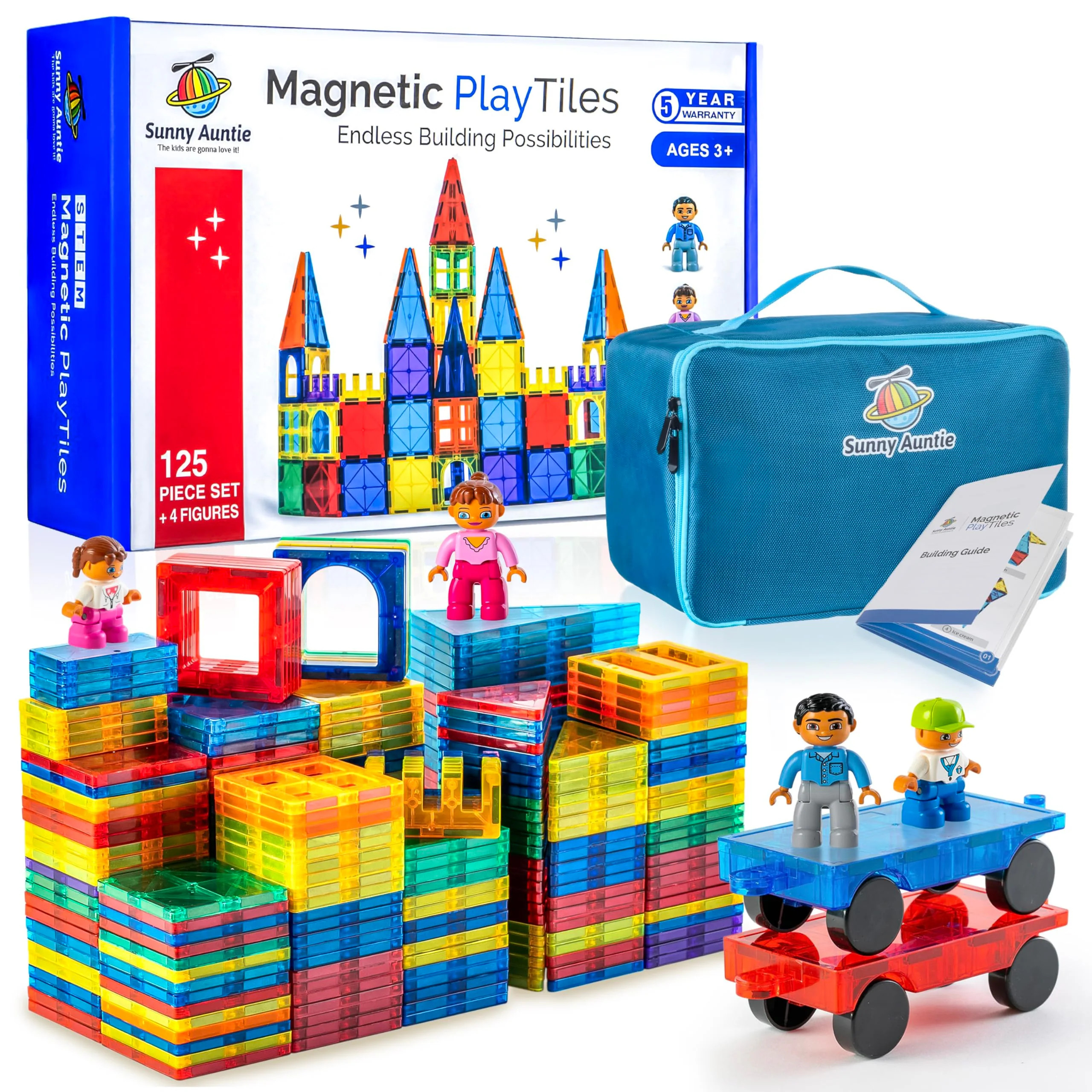 Magnetic Tiles 125 PCS +4 FIGURES, Magnetic Tiles for Kids, Toy for 3-8 Year Old Boys & Girls, Magnetic Tiles Building Set | Bed Bath & Beyond