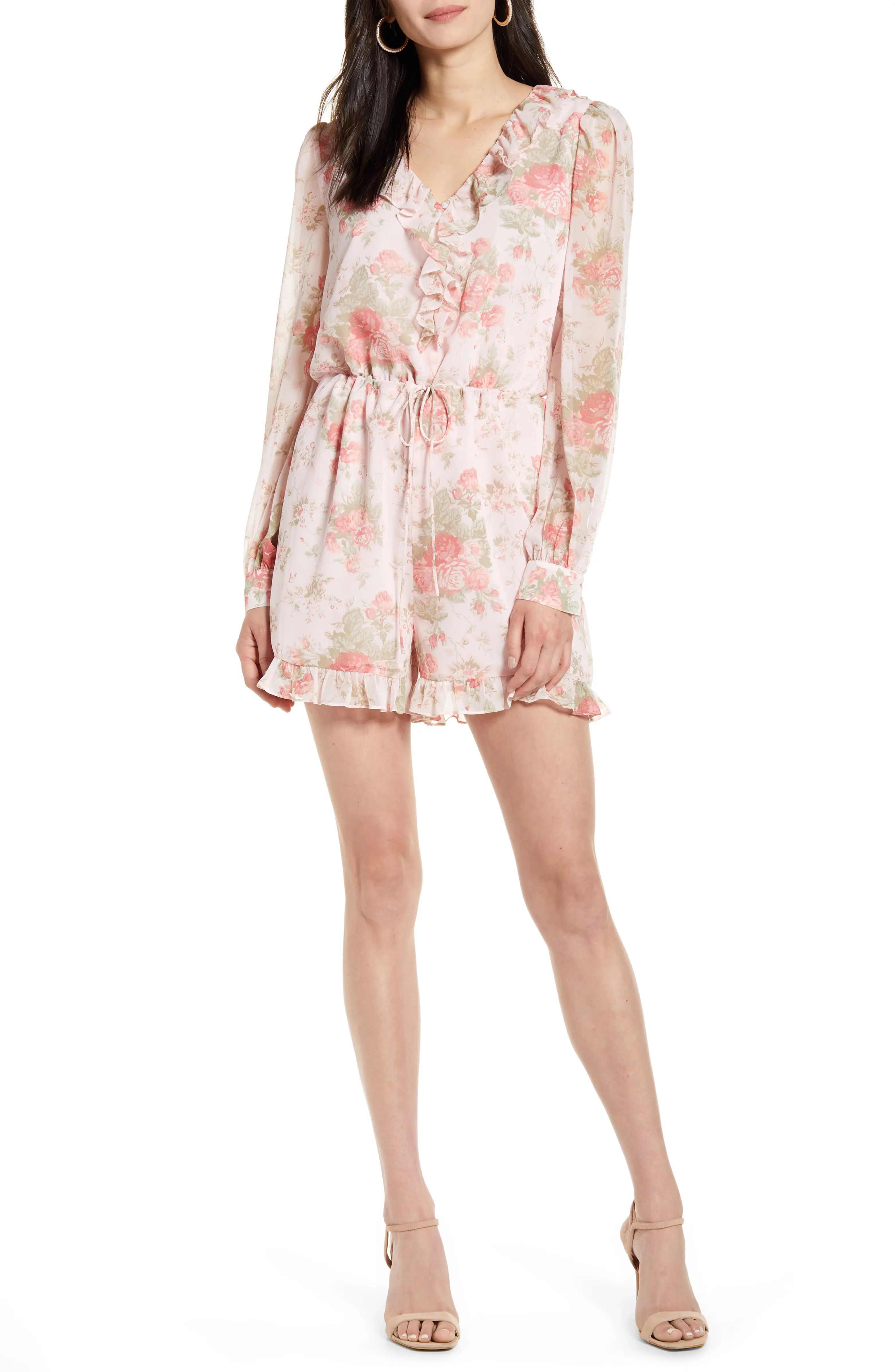 Pretty Floral Long Sleeve Romper | Nordstrom