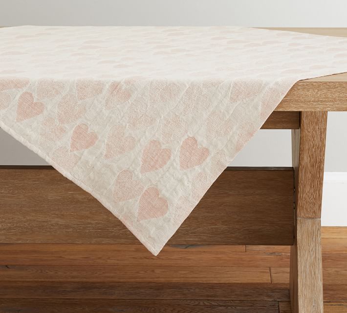 Heart Jacquard Linen/Cotton Table Throw | Pottery Barn (US)