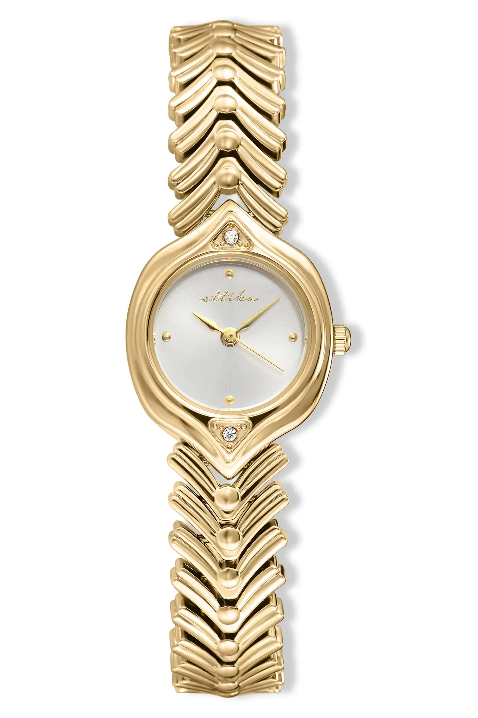 Round Case Chevron Strap Watch (Women) | Nordstromrack | Nordstrom Rack