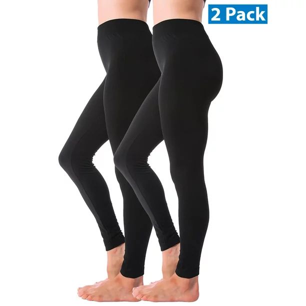 2 Pack Winter Warm Fleece Lined Thick Brushed Full Length Leggings Thights Thermal Pants | Walmart (US)