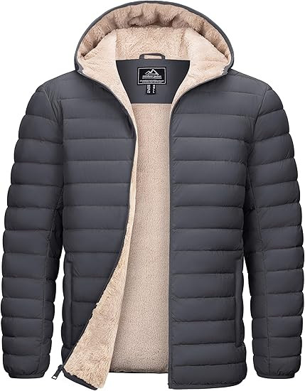 TACVASEN Men's Puffer Jacket Hooded Sherpa Lined Water Resistant Windproof Insulated Jacket Warm ... | Amazon (US)