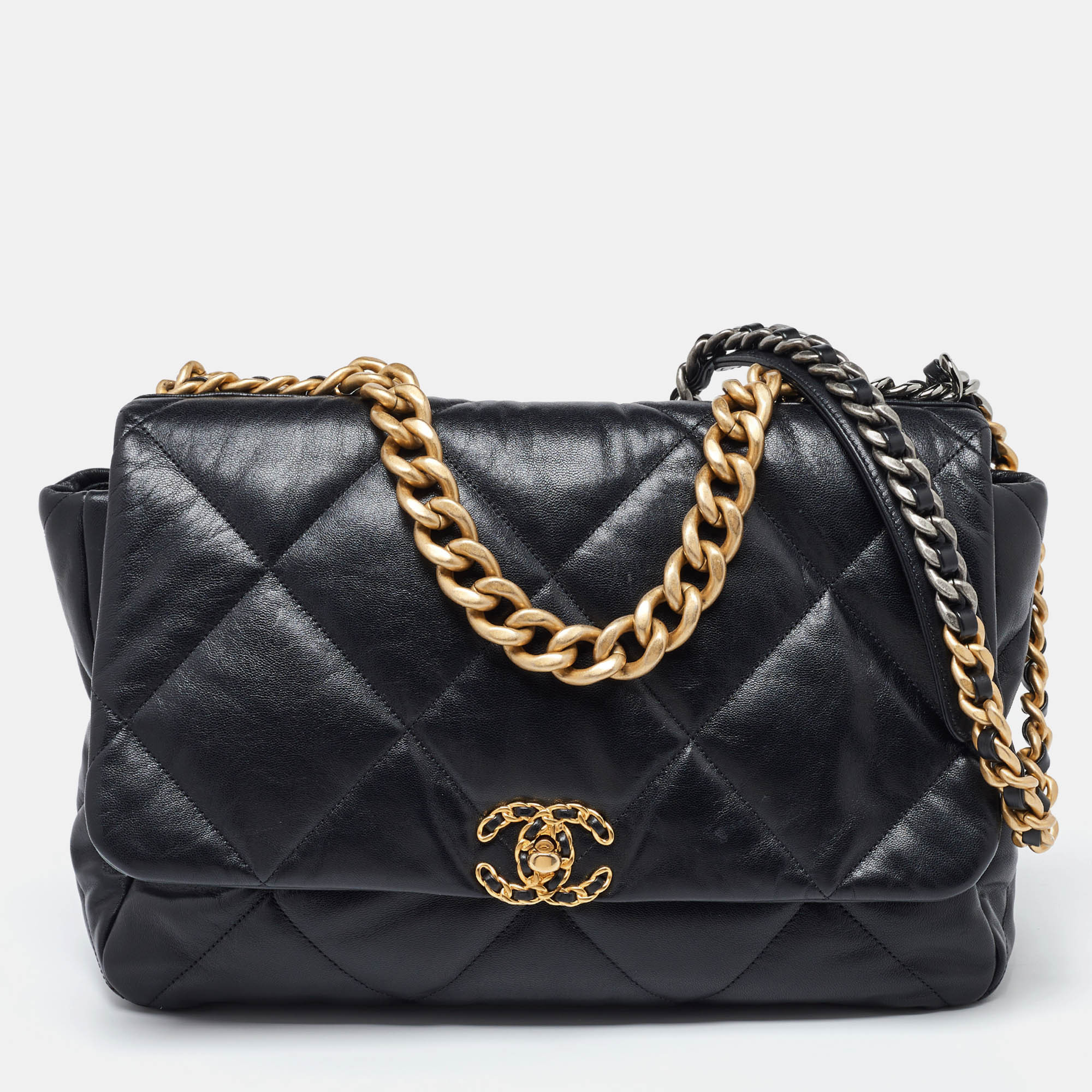 Chanel Black Quilted Leather Maxi 19 Shoulder Bag | Shop Simon