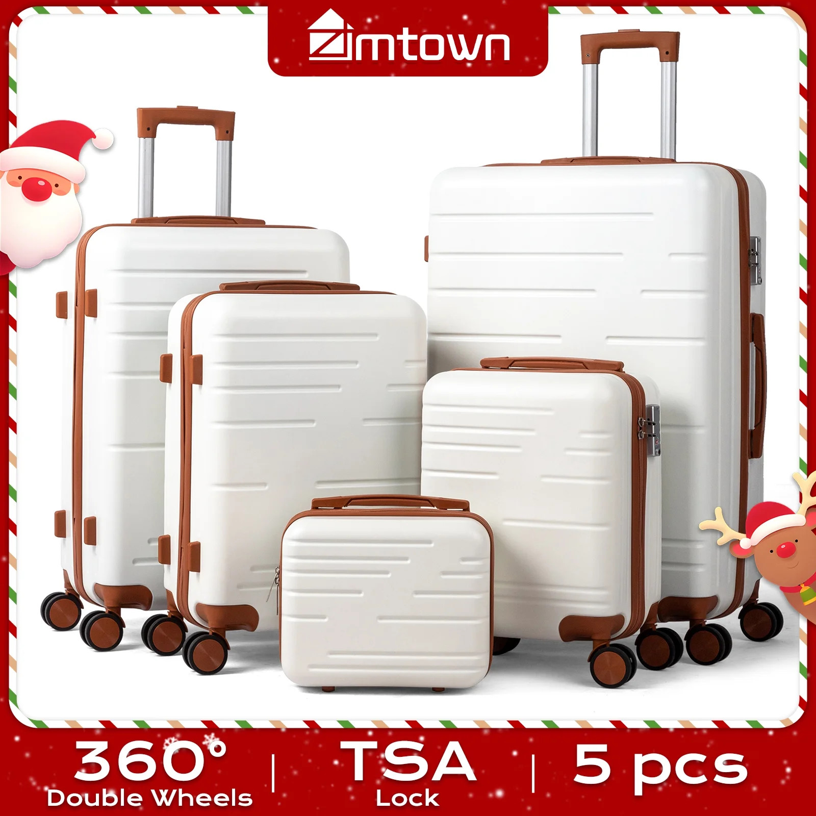 Zimtown Luggage Sets 5 Piece Hardside Expandable Suitcases with Spinner Wheels and TSA Lock, Beig... | Walmart (US)