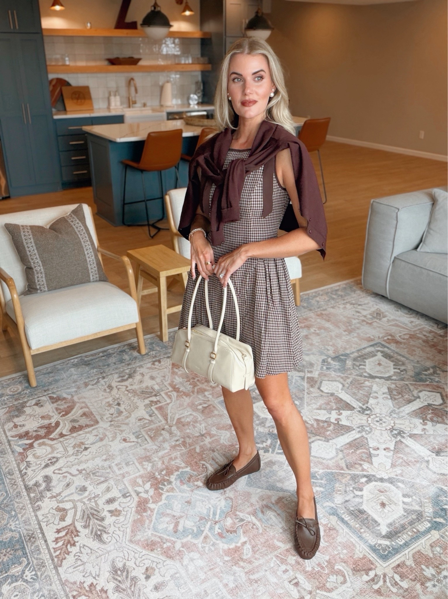 Spring outfit idea - wearing an XS in the gingham print dress. Linking similar leather loafers @amazonfindsandfashion #amazonfashion

#LTKootd #LTKSeasonal #LTKmomlife