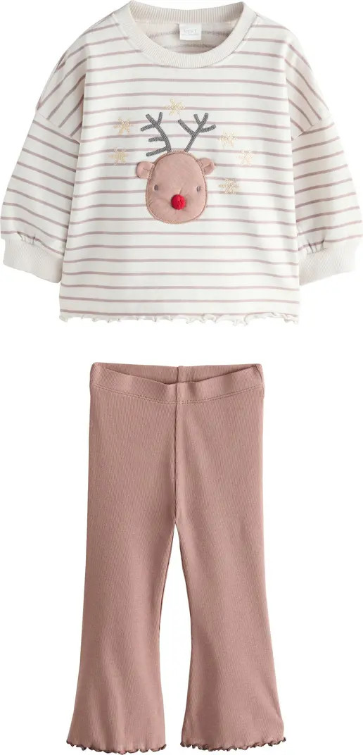 NEXT Kids' Reindeer Long Sleeve T-Shirt & Flare Leggings Set | Nordstrom | Nordstrom