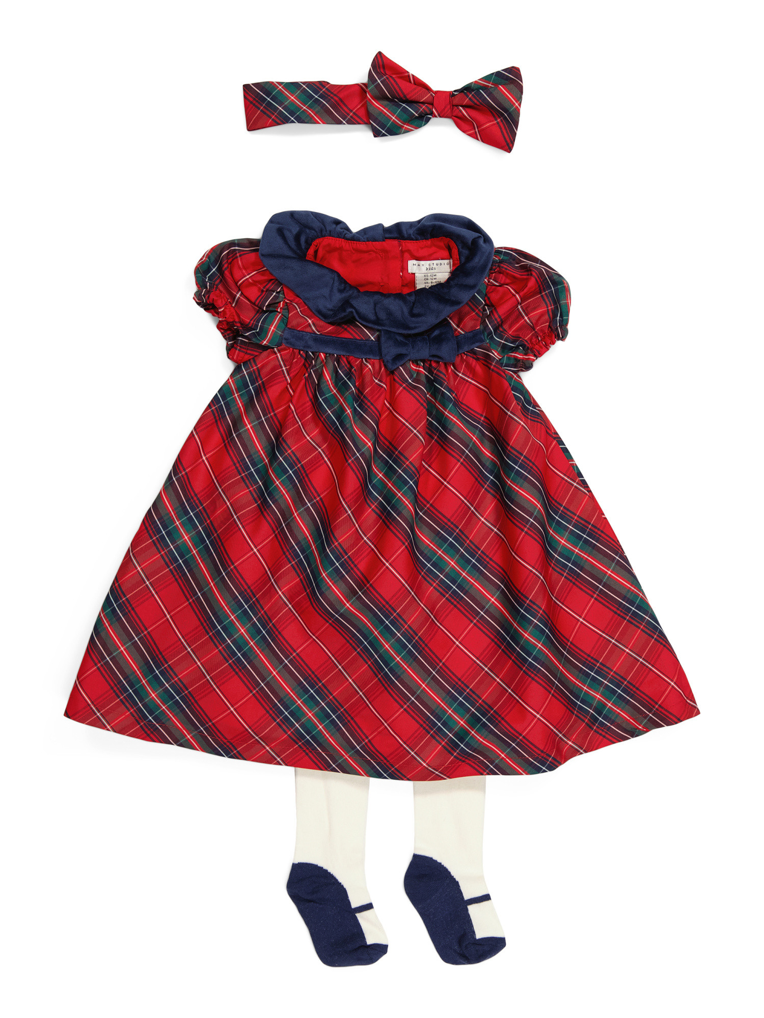 Newborn Girls Plaid Dress With Tights And Headband | Baby | Marshalls | Marshalls