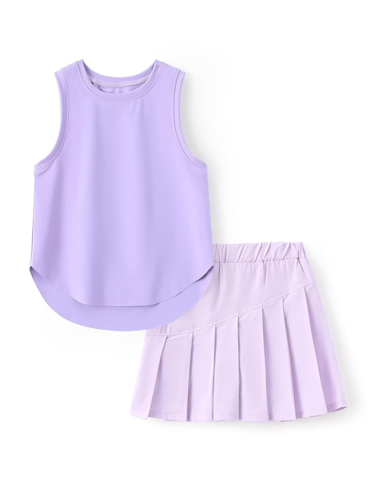 PATPAT Girls Tennis Skirt Sets Moisture Wicking Tank Tops and Pleated Skirts 2 Piece Outfits Acti... | Amazon (US)