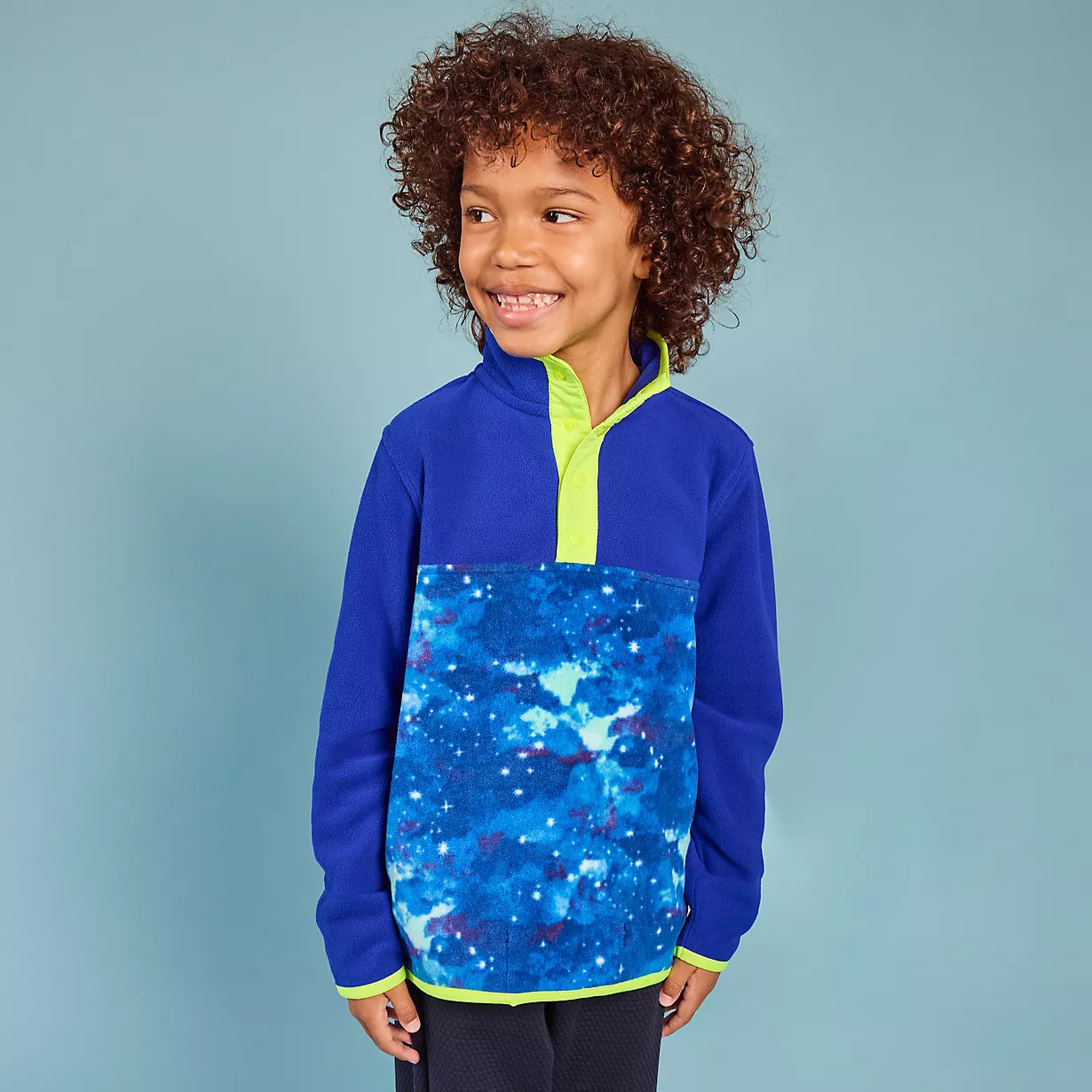 Kids Anyweather Fleece Snap Neck Pullover | Lands' End (US)