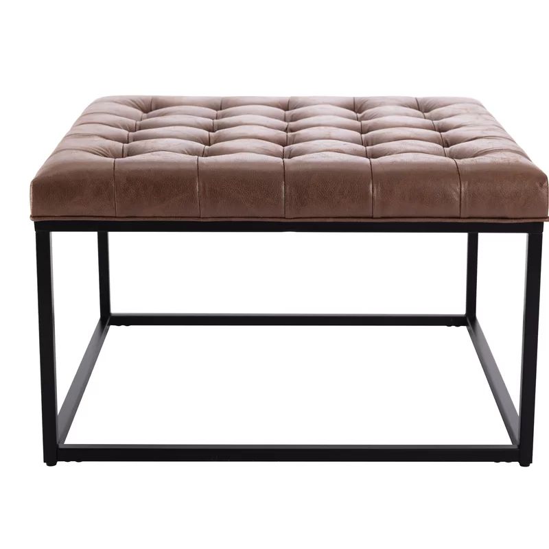 Kiah 28'' Wide Faux Leather Tufted Square Standard Ottoman | Wayfair North America