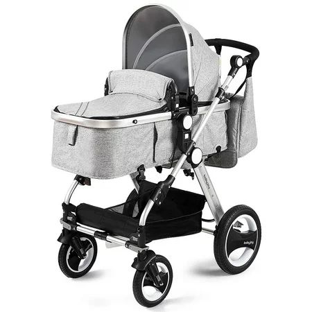 Costway Folding Aluminum Infant Baby Stroller Kids Carriage Pushchair W/ Diaper Bag Gray | Walmart (US)