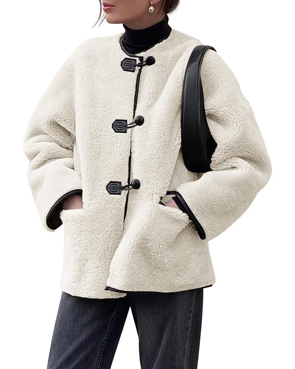 Cicy Bell Womens Faux Fur Jacket Fuzzy Coat Long Sleeve Button Front Warm Winter Outerwear with P... | Amazon (US)