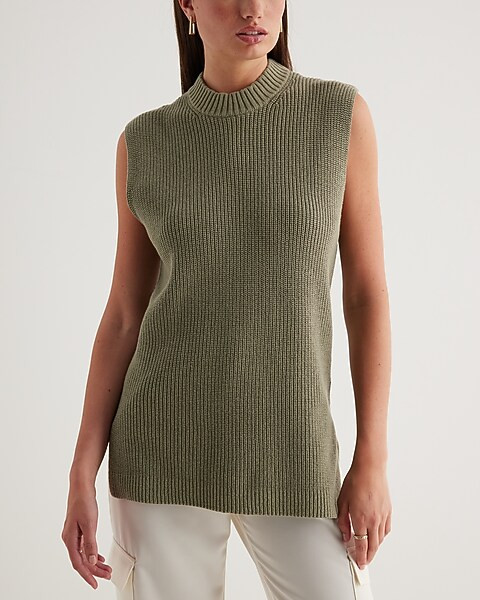Mock Neck Sleeveless Oversized Sweater | Express