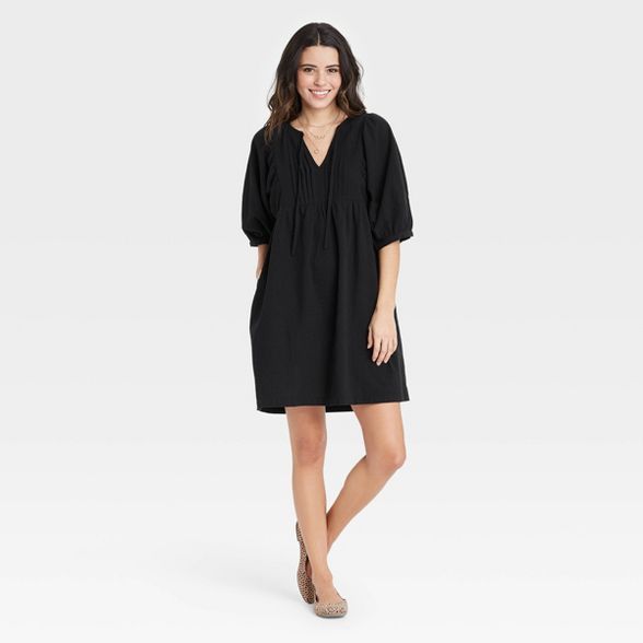 Women's Puff Elbow Sleeve Babydoll Dress - Universal Thread™ | Target