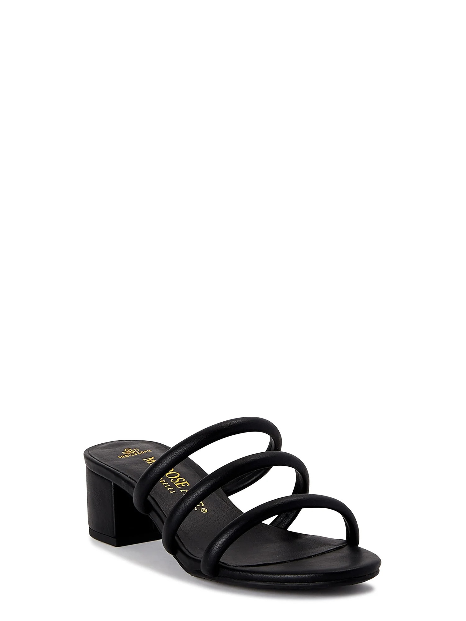 Melrose Ave Women's Faux Leather Three Strap Block Heel Sandals - Walmart.com | Walmart (US)