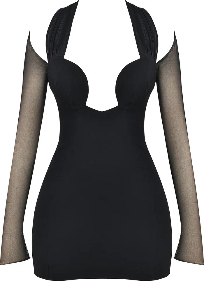 HOUSE OF CB Holly Plunge Long Sleeve Minidress | Nordstrom | Nordstrom