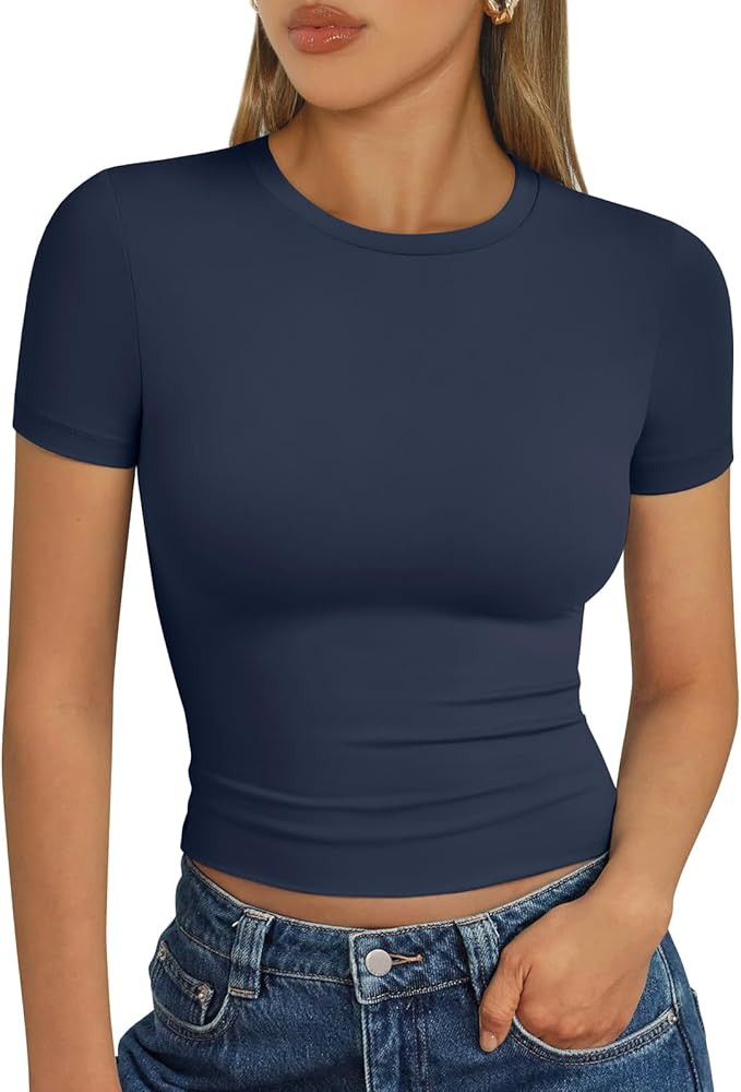 Trendy Queen Basic T Shirts Crop Tops | Amazon (US)