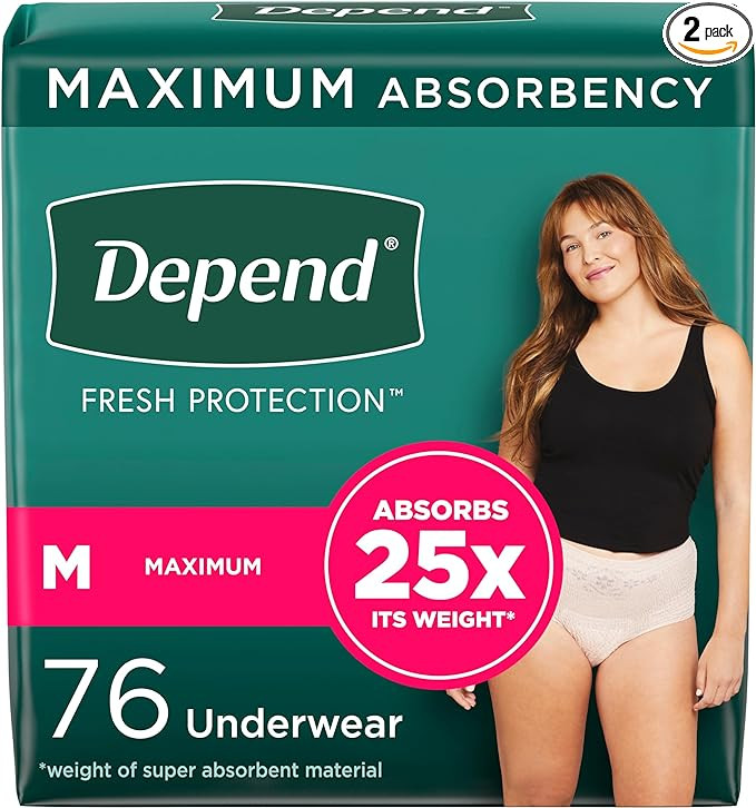Depend Fresh Protection Adult Incontinence & Postpartum Bladder Leak Underwear for Women, Disposa... | Amazon (US)
