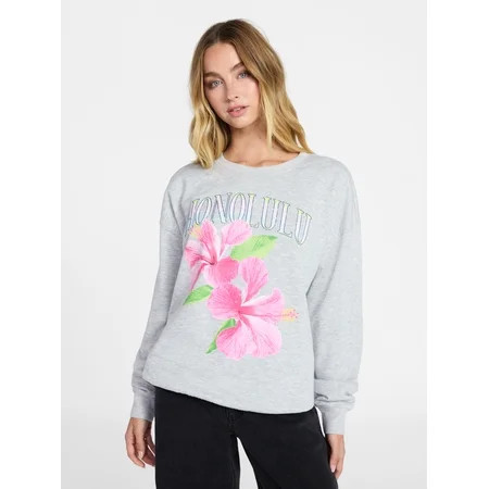No Boundaries Graphic Crewneck Sweatshirt, Women's and Women's Plus Sizes XXS-4X | Walmart (US)