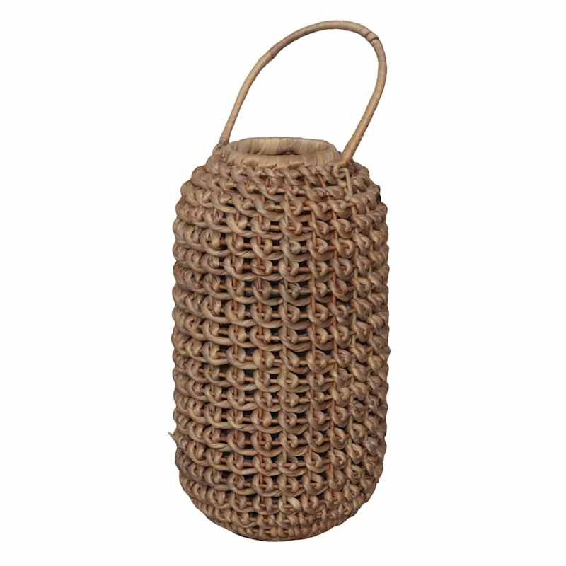 Knotted Water Hyacinth Lantern with Glass Insert, 17" | At Home