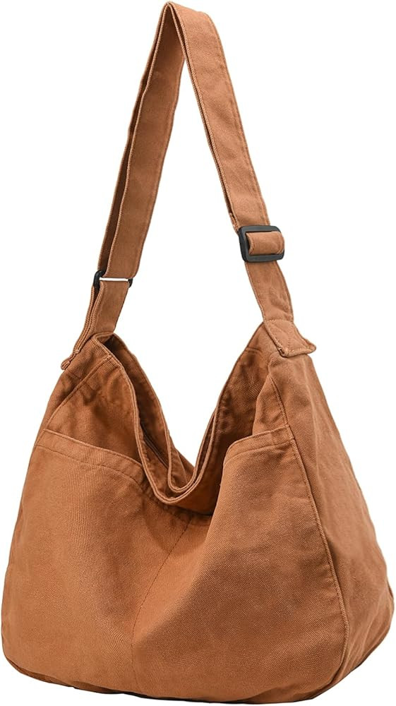 Canvas Tote Bag Casual Hobo Crossbody Shoulder Bag for Women and Men Large Purse Messenger Bag Tr... | Amazon (US)