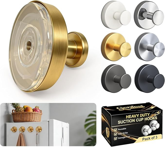 Suction Cup Hooks, Shower Hooks No Drill, Heavy Duty Wall Hooks for Hanging 15lbs, Reusable Water... | Amazon (US)