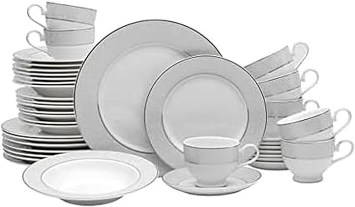 Mikasa Parchment 40-Piece Dinnerware Set, Service for 8, Durable Porcelain Plates, Bowls, and Mug... | Amazon (US)
