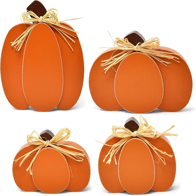 Gift Boutique 4 Thanksgiving Pumpkin Wooden Table Decorations Centerpiece Block Harvest 4 Sizes O... | Amazon (US)