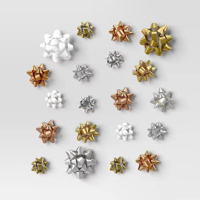 40ct Christmas Bow Bag Gold/White/Silver - Wondershop™ | Target