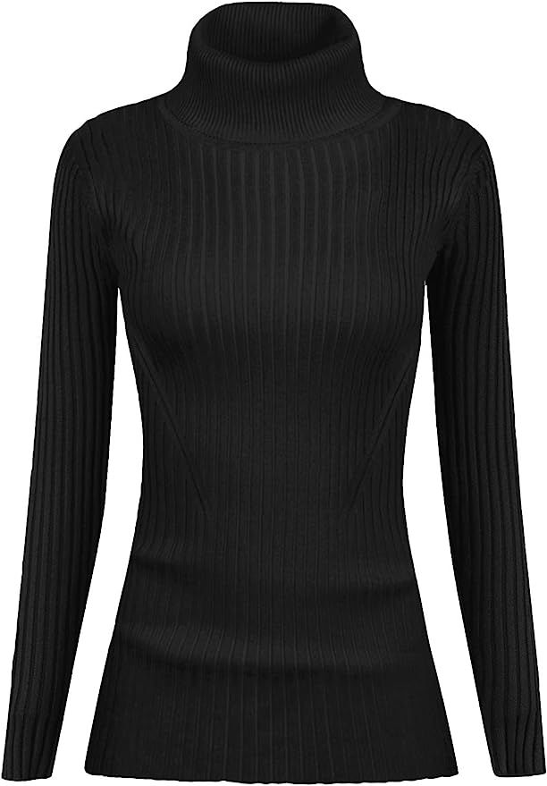 v28 Women Soft Sweater Shirt Stretchable Mock Neck Knit Long Sleeve Slim Fit Tops Pullover | Amazon (US)