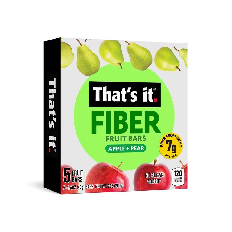That's it. 100% Natural Gluten Free Apple and Pear Soft & Chewy Fruit Bars, 7g Fiber, 5 Count Box | Walmart (US)