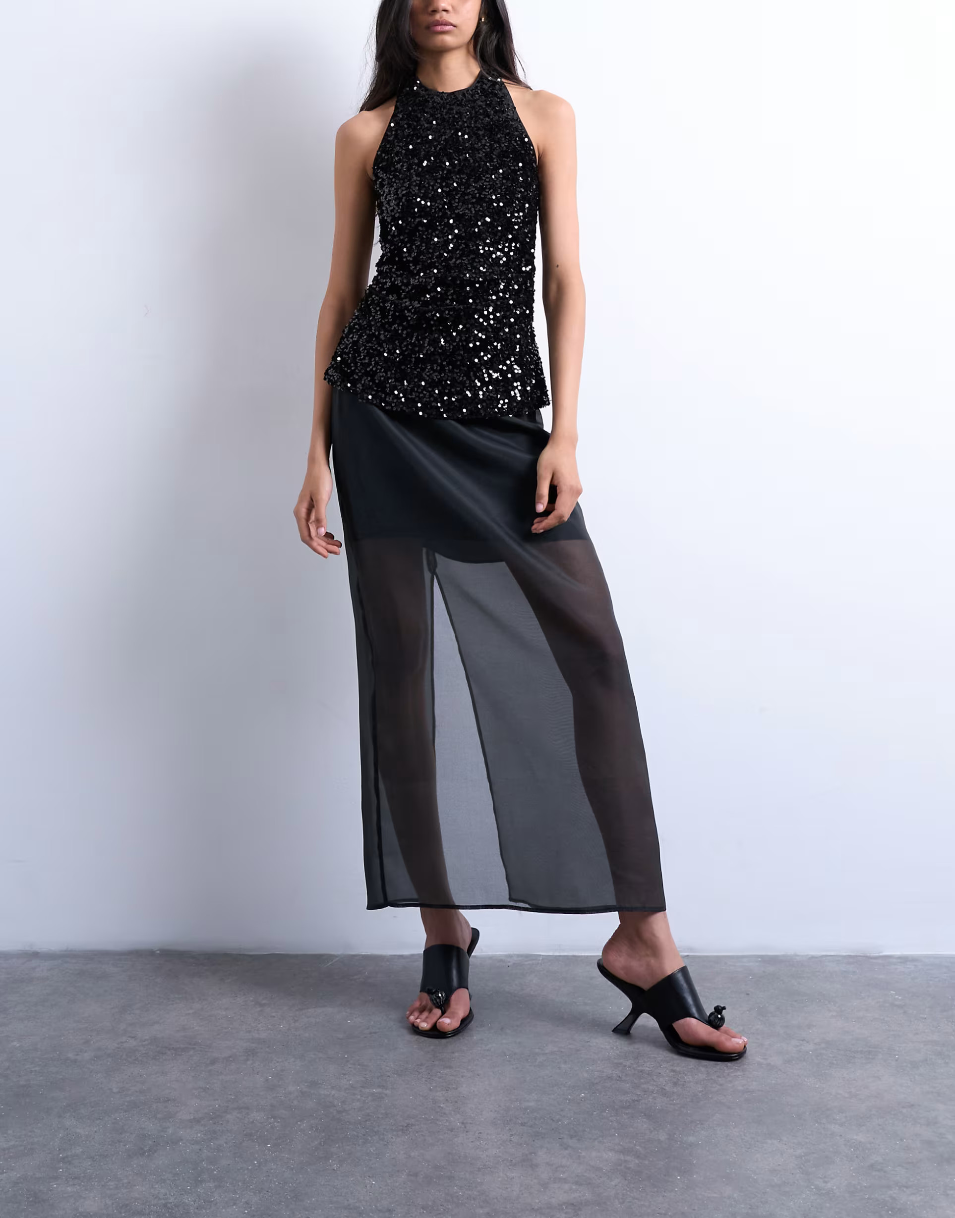 Topshop sheer organza maxi skirt in black - part of a set | ASOS (Global)