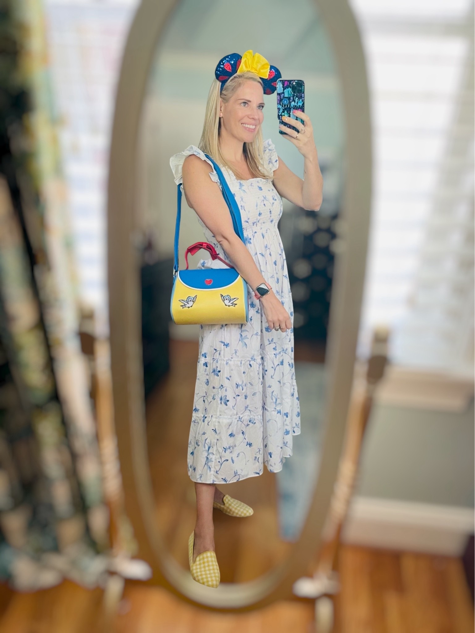 🏰 Disney Trip Outfit: Princess-Inspired Park Style 💙💛✨

Headed to the parks in comfort and style! 🏰✨ This Disney-inspired outfit combines a beautiful blue floral midi dress with the sweetest princess accessories for a look that’s magical, comfortable, and perfect for a full day of making memories.

The lightweight flutter-sleeve dress keeps you cool while walking the parks, and the Snow White-inspired ears and coordinating handbag add just the right touch of character magic without sacrificing style. 💙💛🍎 Paired with comfortable gingham flats, this outfit is ideal for everything from rope drop to fireworks.

If you love subtle Disney style that’s feminine, polished, and easy to wear, this look is such a fun alternative to a traditional graphic tee and shorts. ✨

Whether you’re meeting princesses, enjoying your favorite attractions, or capturing vacation photos, this outfit brings a little fairytale charm to every moment. 👑🏰💫

Disney trip outfit, Disney bound style, Disney park outfit, princess-inspired fashion, Snow White Disneybound, Disney vacation outfit, comfortable theme park outfit, summer midi dress, Disney adult style, magical vacation fashion, Disney accessories, family vacation outfit, park day style, Disney photo outfit, fairytale-inspired fashion ✨🏰💙💛🍎👑

#LTKTravel #LTKOver40 #LTKSeasonal