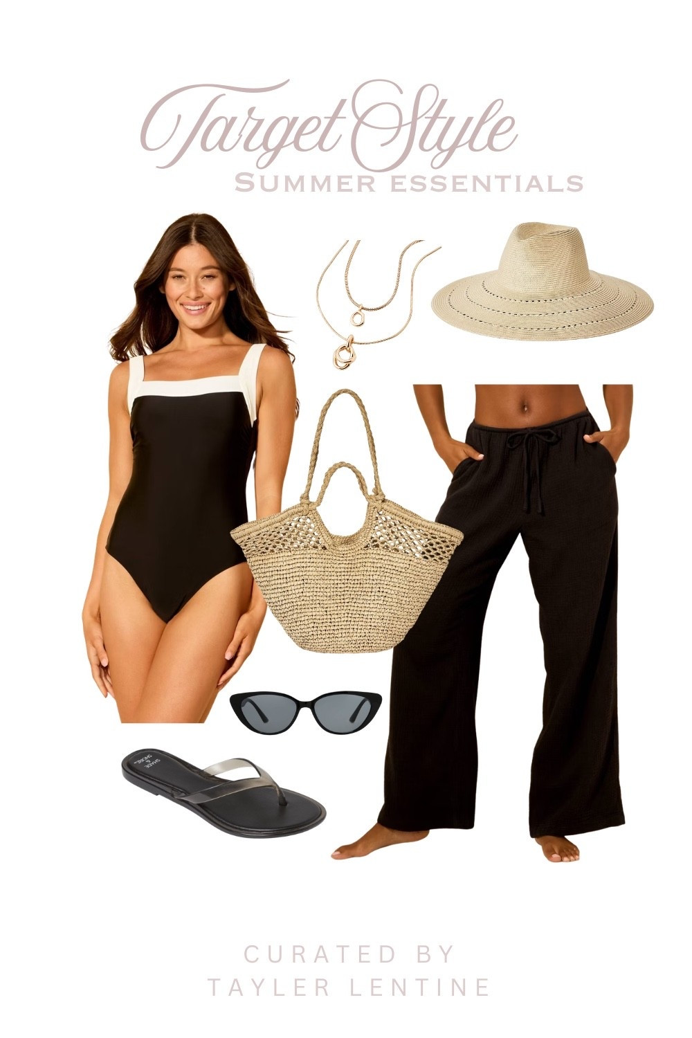 Upgrade your summer wardrobe with these chic and affordable Target fashion finds. This neutral summer outfit features a flattering one piece swimsuit, lightweight wide leg pants, a woven beach tote, sandals, sunglasses and minimal gold jewelry. Perfect for a beach day, poolside lounging, vacation outfits or casual summer mom style!

If you’re looking for easy summer outfit ideas, Target style inspiration or affordable fashion finds for moms, this look is versatile, comfortable and effortlessly put together. 

Save this for your next vacation, beach trip, or everyday summer outfit inspiration ☀️


#LTKootd #LTKTravel #LTKSwim