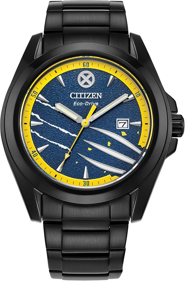 Citizen Men's Eco-Drive Marvel Wolverine Black Ion Plated Watch with Black Leather Strap and Pin ... | Amazon (US)