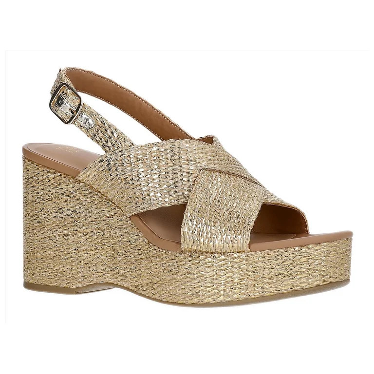Time and Tru Women's Crossband Wedge Sandal | Walmart (US)