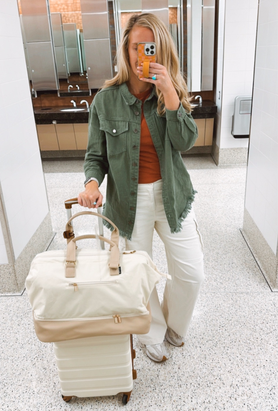 Redeye flight! Size small jacket, size medium cargos. Viral Amazon lookalike weekender bag! 

#LTKtravel #LTKfindsunder50 #LTKitbag