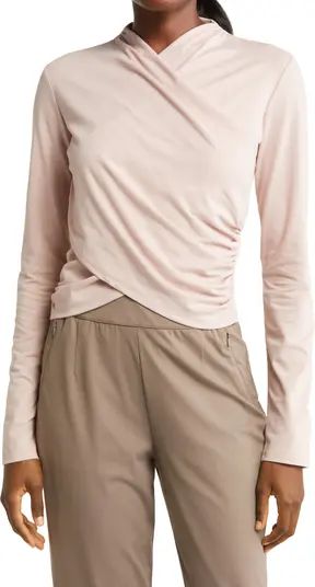 Zella Wrap Long Sleeve Pima Blend Tee | Nordstrom | Nordstrom