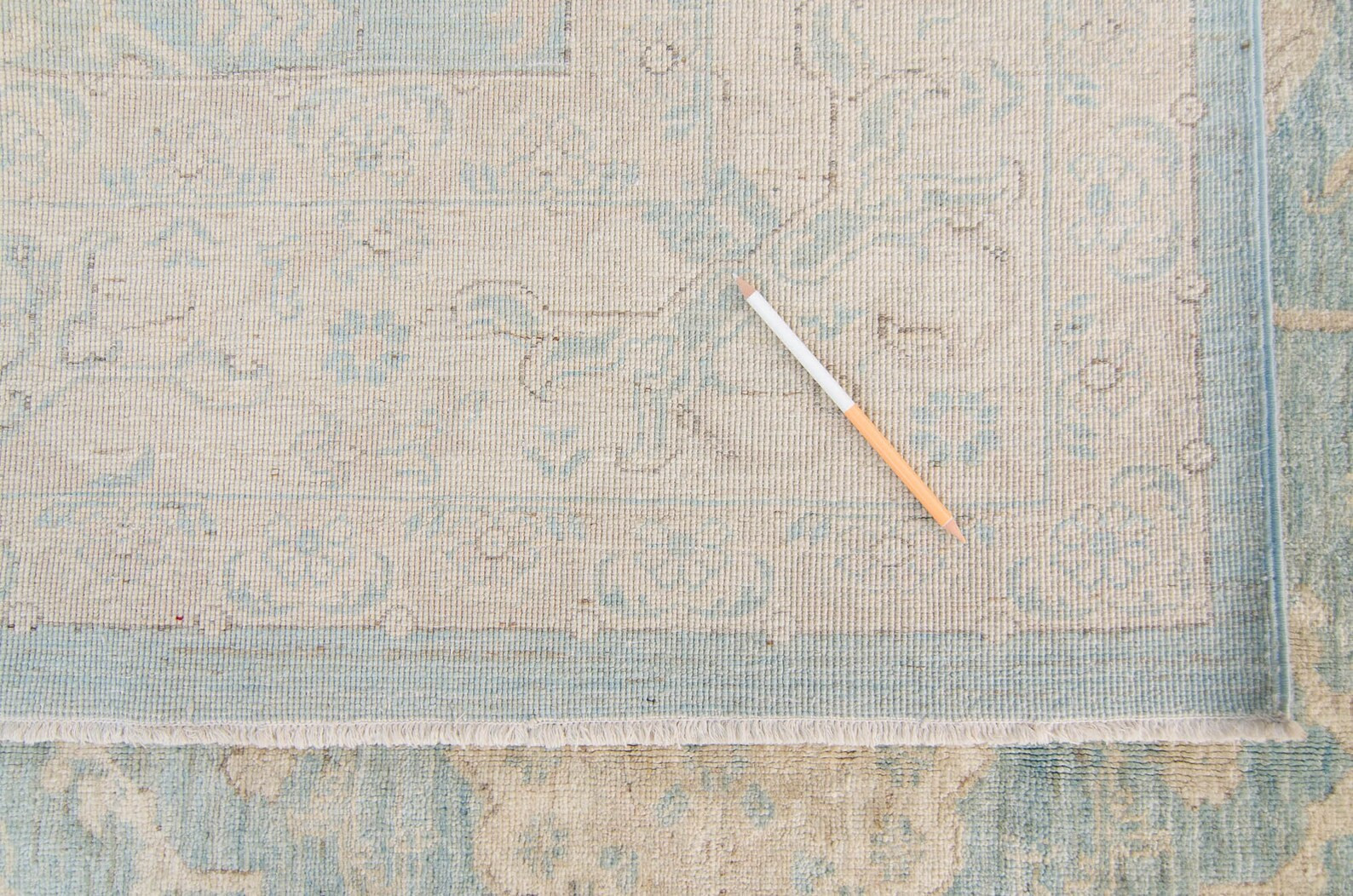 Vintage 7’10” x 9’10” Large Botanical Rug Teal Cream Hand Knotted Wool Rug Pile Rug - FRE... | Etsy (US)