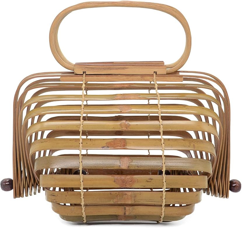 Miuco Women Bamboo Bag Handmade Basket Nest Large Bag Hollow Tote Lantern Beach Bag | Amazon (US)