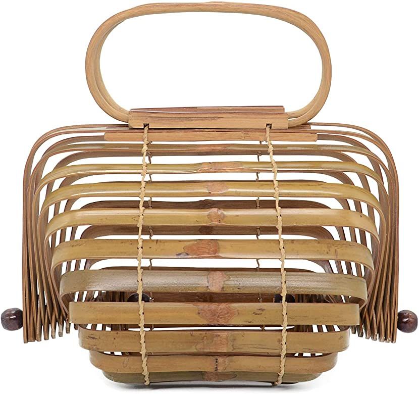 Miuco Women Bamboo Bag Handmade Basket Nest Large Bag Hollow Tote Lantern Beach Bag | Amazon (US)