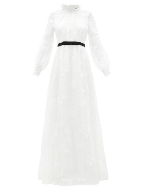 Erdem - Clementine Floral-embroidered Organza Gown - Womens - White | Matches (UK)