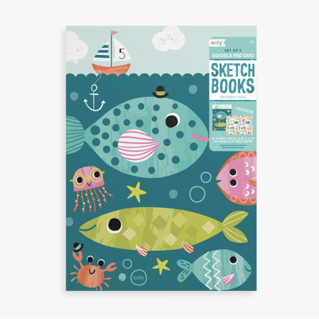 OOLY Doodle Pad Duo Sketch Books: Friendly Fish | Ellifox