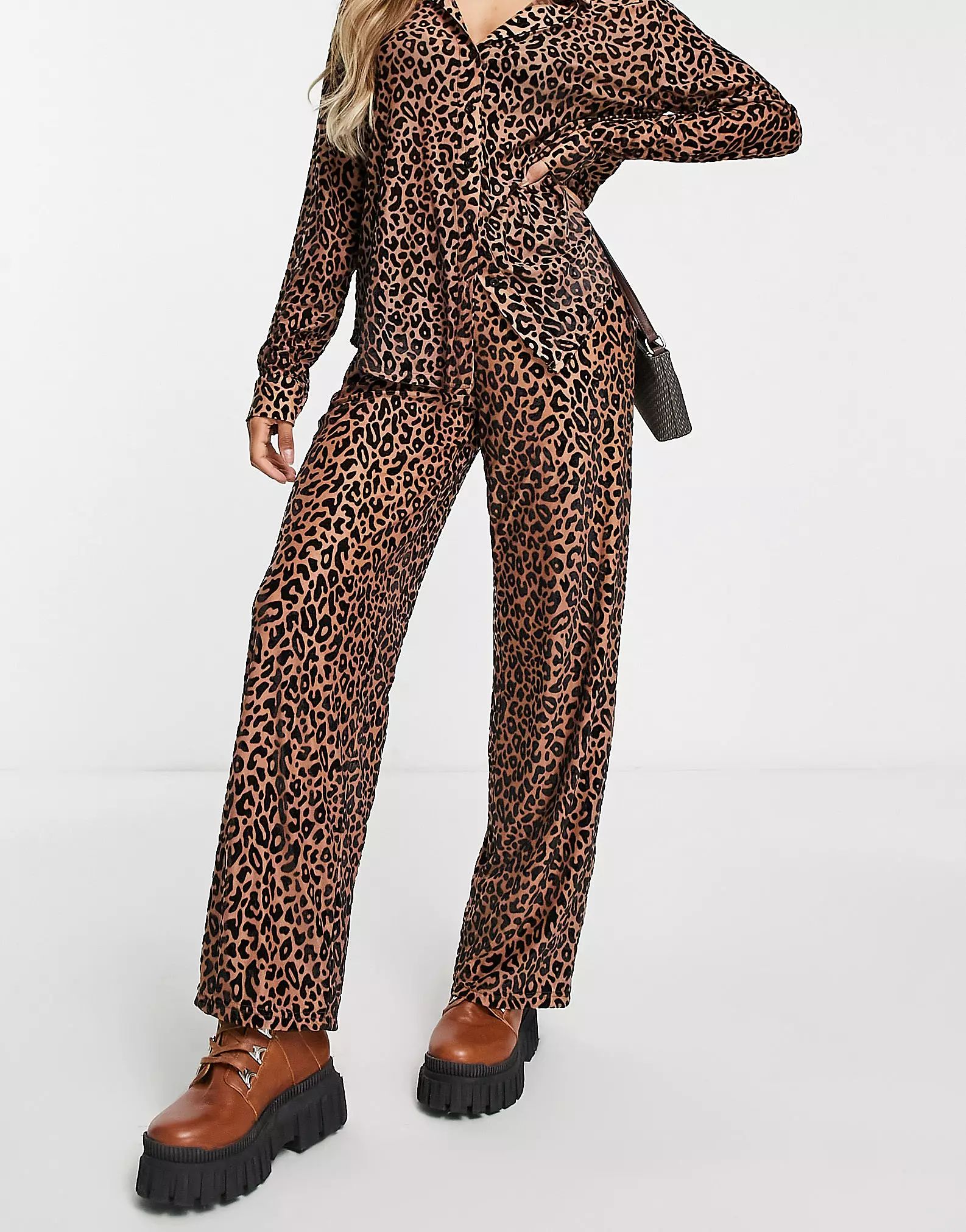 The Frolic leopard print burnout wide leg trouser co-ord in multi | ASOS (Global)