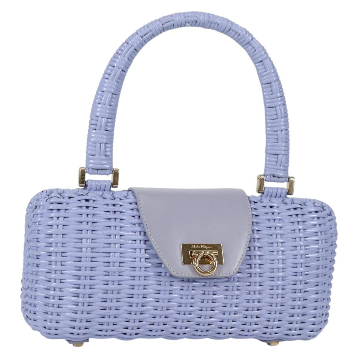 Salvatore Ferragamo Gancini Hand Bag Rattan Purple Gold Auth 141146SAV | eBay | eBay US