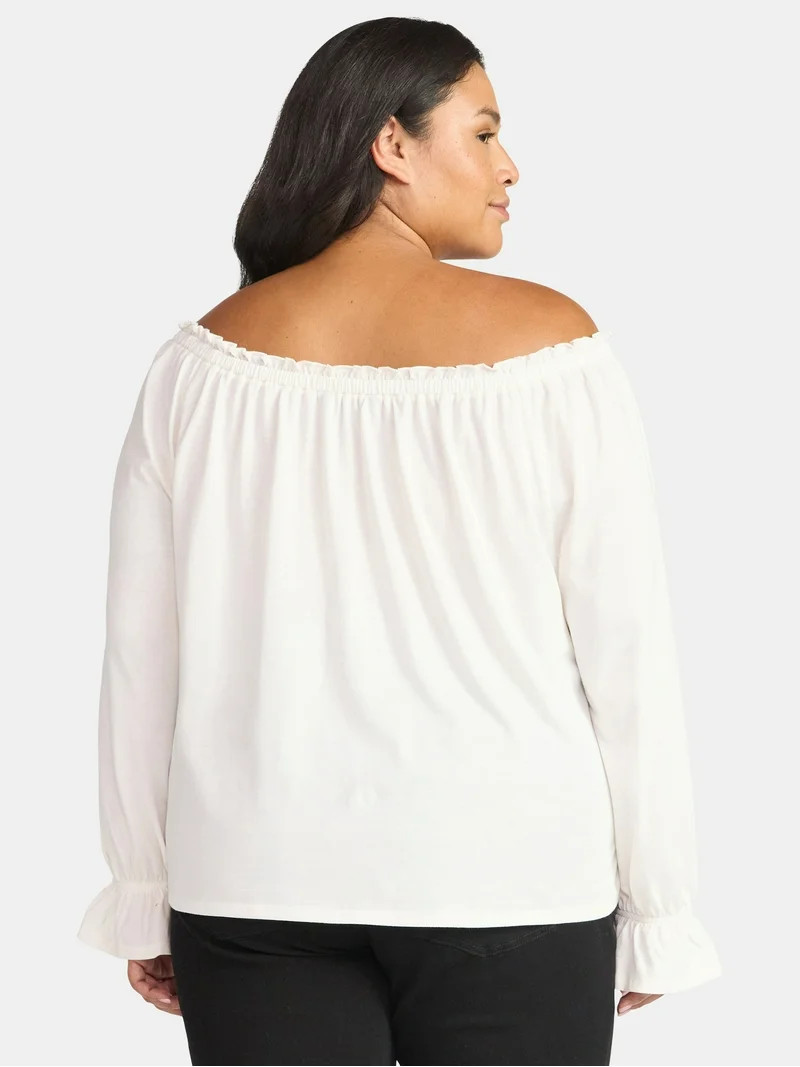 Terra & Sky Women's Plus Off the Shoulder Top with Long Sleeves, Sizes 0X-5X | Walmart (US)