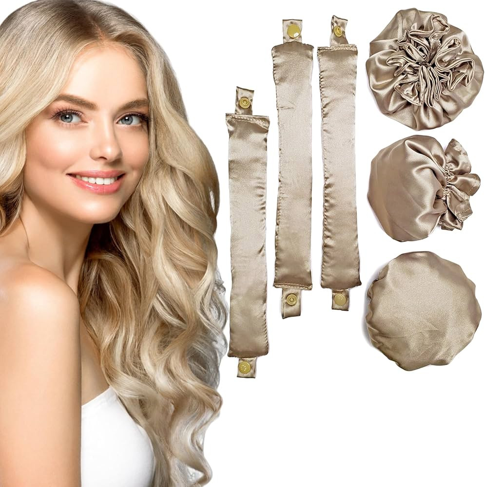 3Sets/6PCS Ariuvor New Satin Heatless Hair Curler,Hair Rollers for Heatless Curls with Hair Caps,... | Amazon (US)