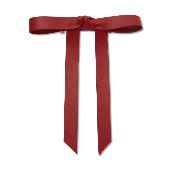 LIPSTICK RED BARDOT FAUX LEATHER BOW BARRETTE | LELE SADOUGHI