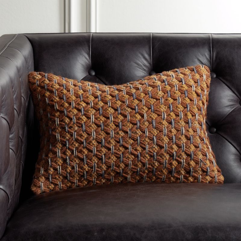 18"x12" Geema Copper Woven Pillow with Down-Alternative InsertCB2 Exclusive In stock and ready to... | CB2